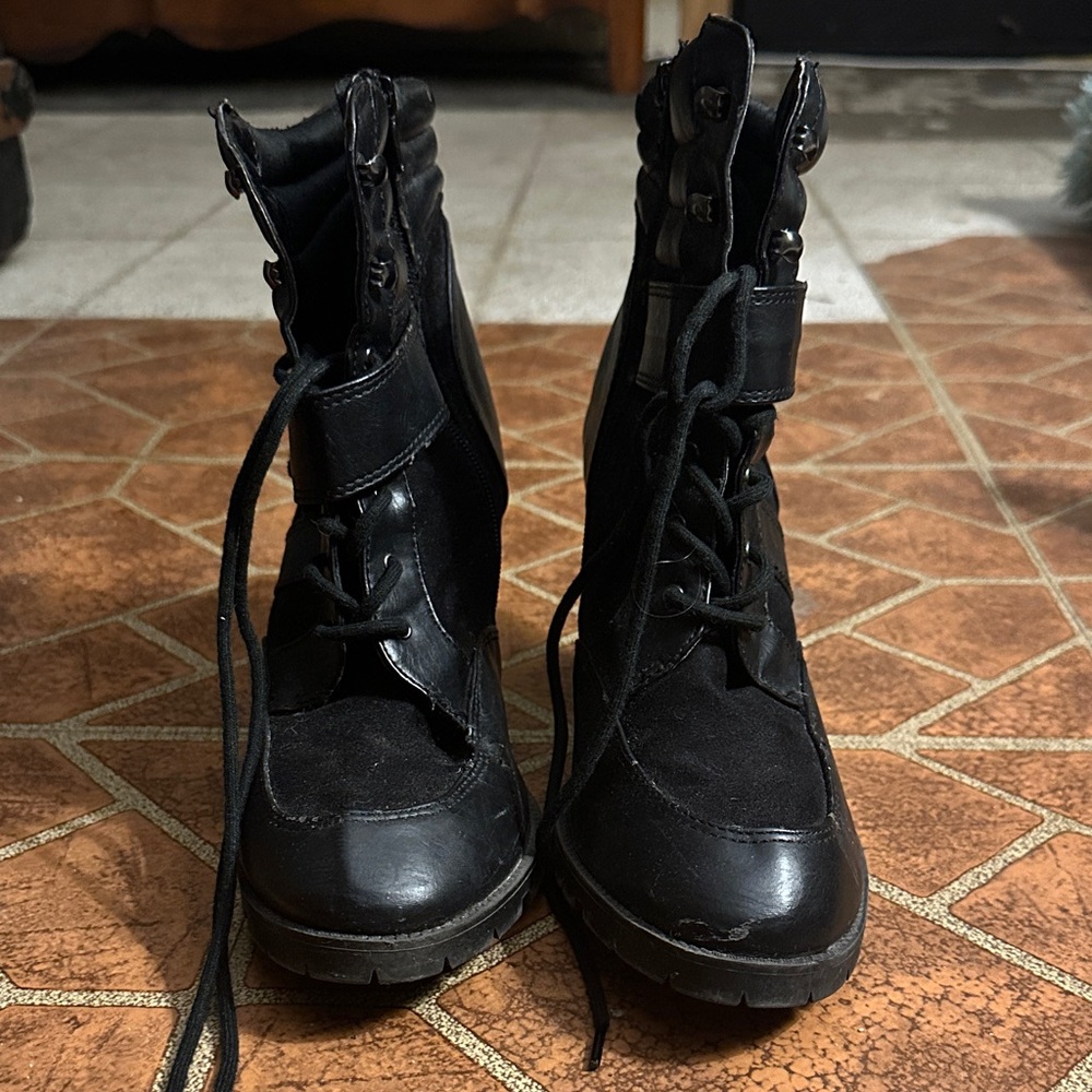 Black lace up boots